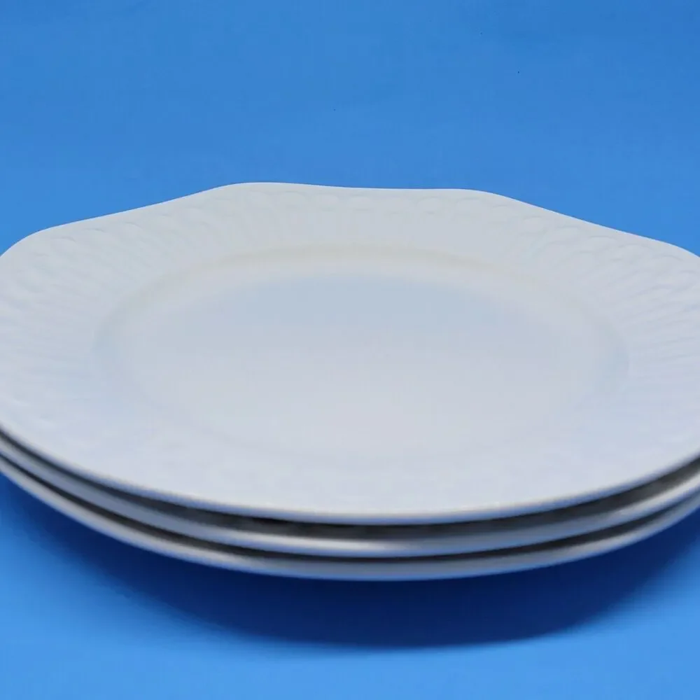 Alegre Santa Clara Arita Ironstone White 8.25” Salad Plates Set of 3